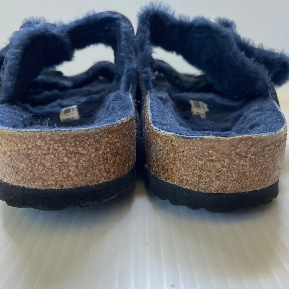 Birkenstock Arizona Shearling Sandals Blue Suede EU 43 US Mens 10 Womens 12 Norm